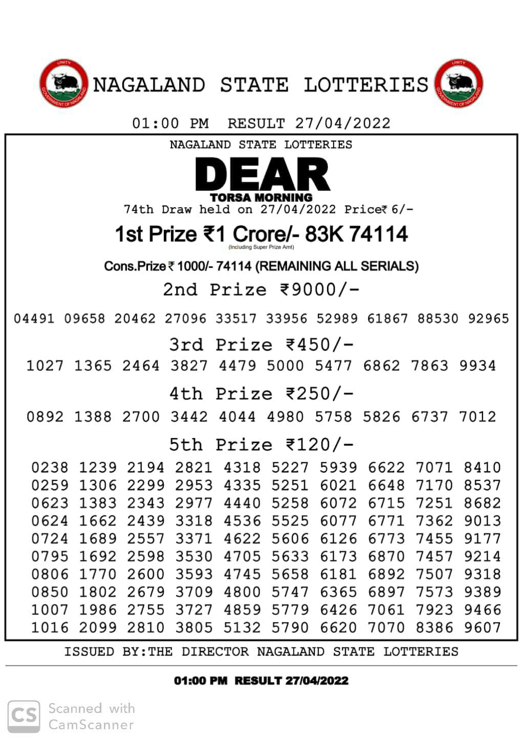 Dear Lottery Results