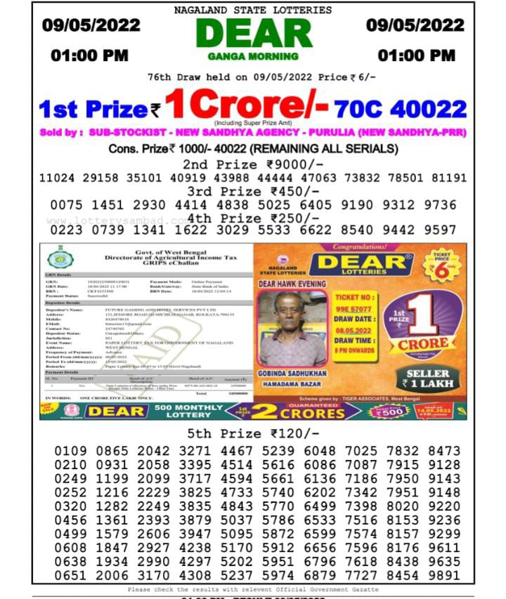 Dear Lottery Results