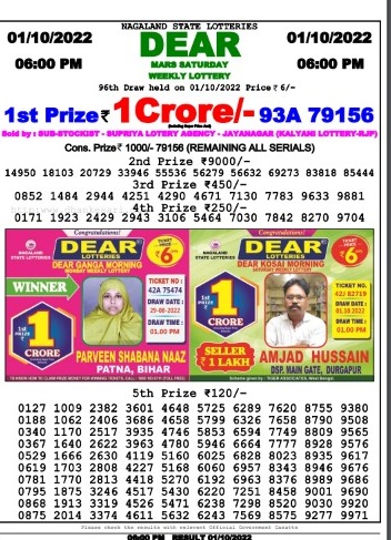 Dear Lottery Results