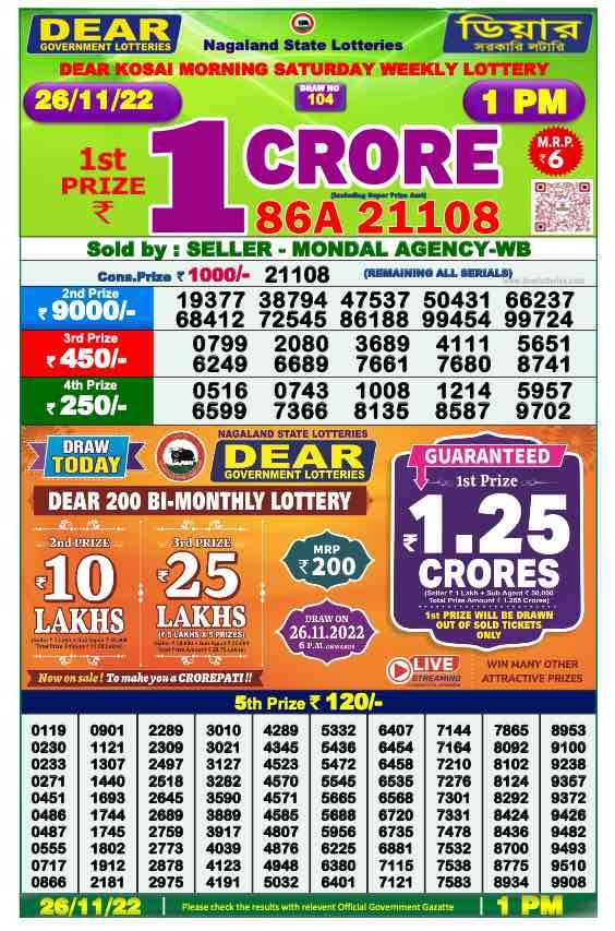 Dear Lottery Results