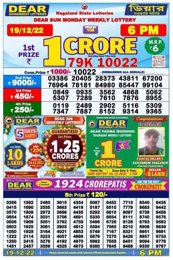 Dear Lottery Results