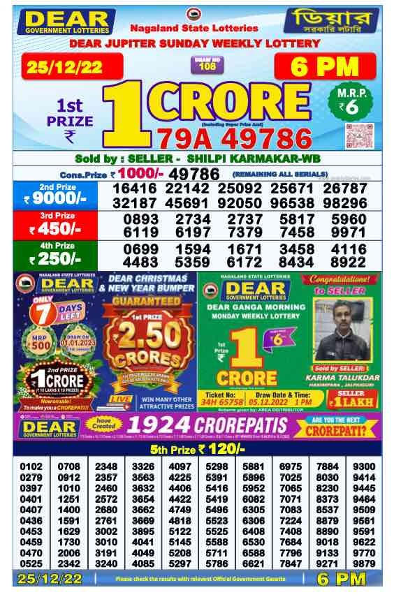 Dear Lottery Results
