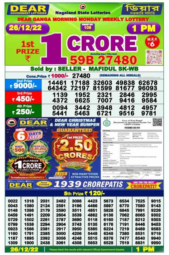 Dear Lottery Results