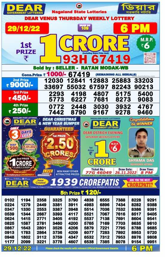 Dear Lottery Results