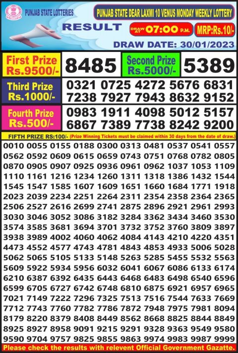 dear lottery result
