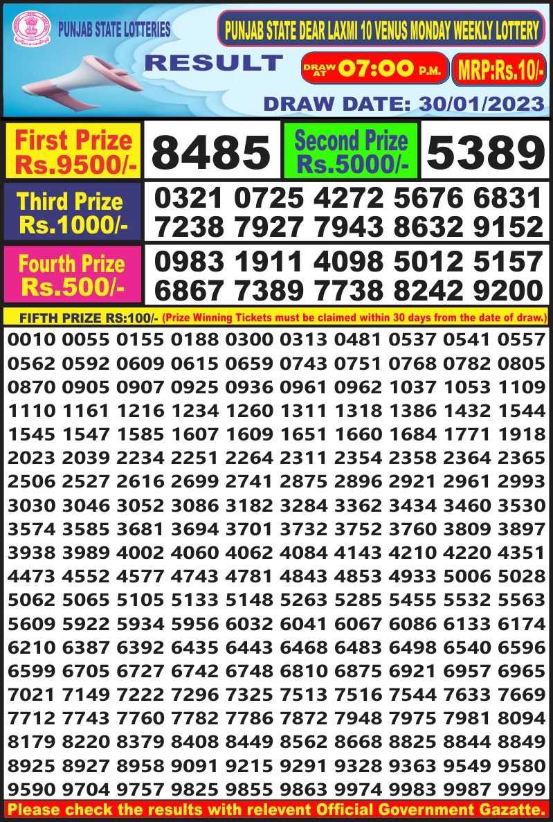 dear lottery result