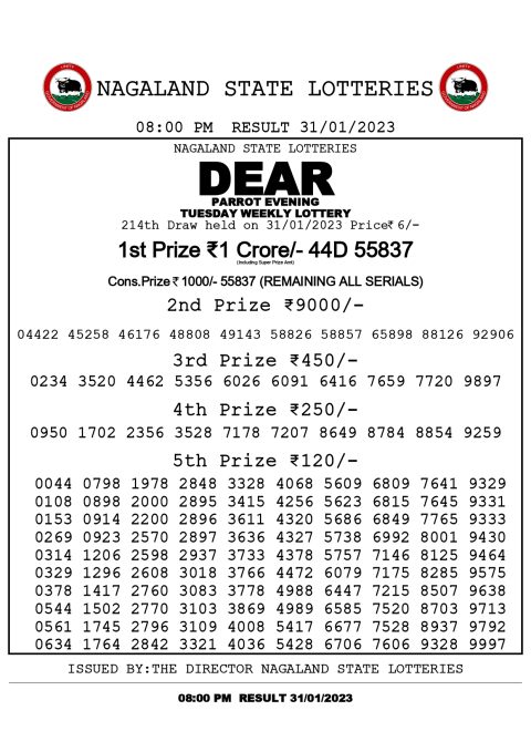 dear daily lottery