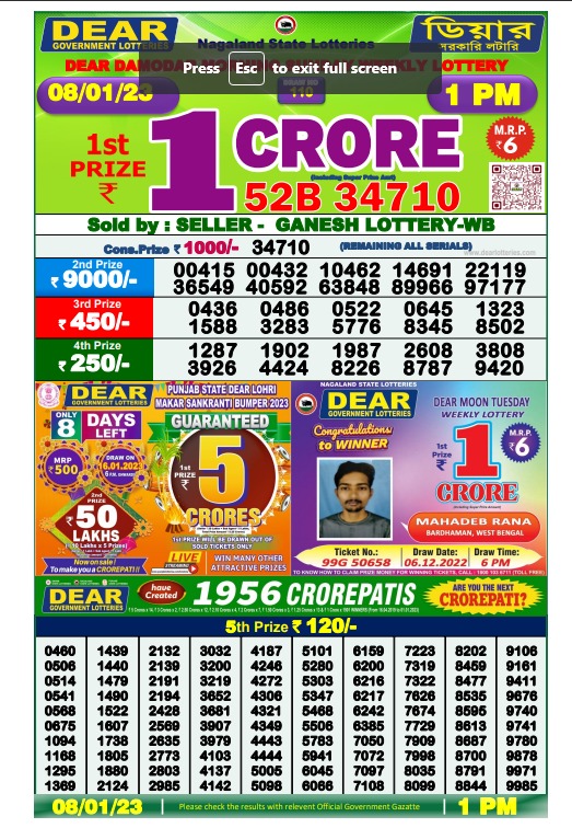 Dear Lottery Results