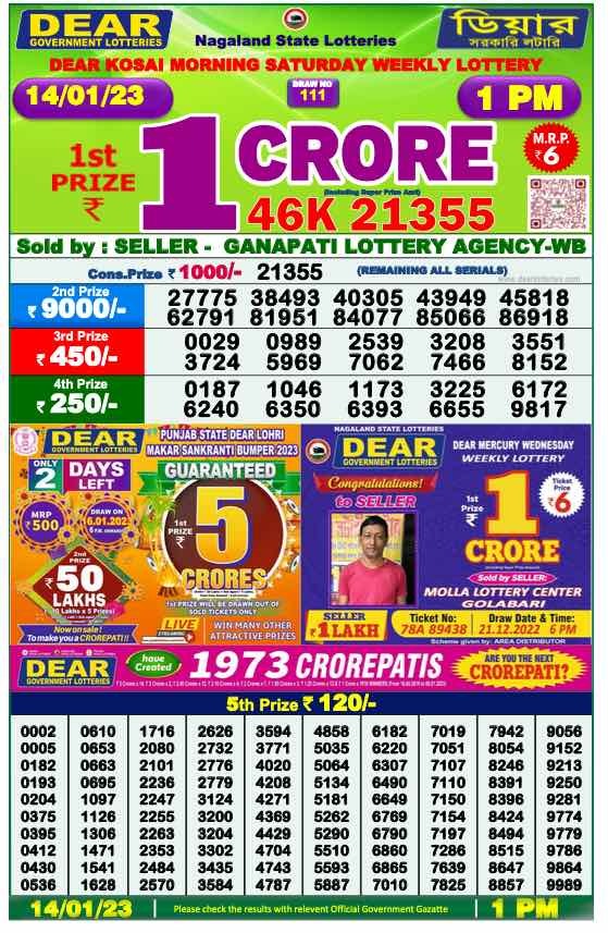 Dear Lottery Results