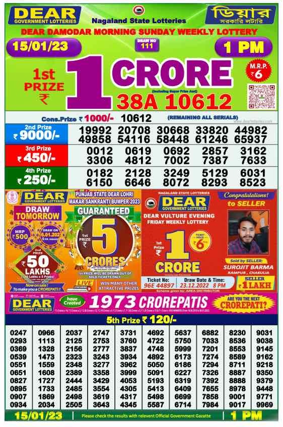 Dear Lottery Results