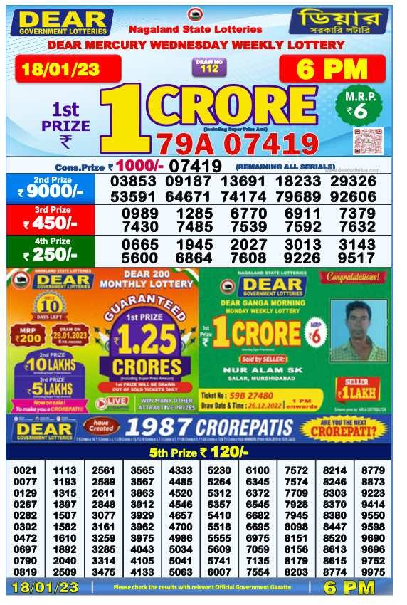 Dear Lottery Results