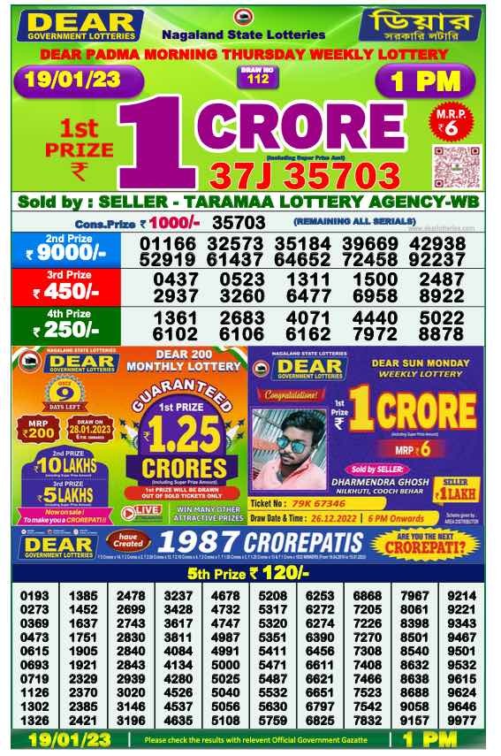Dear Lottery Results