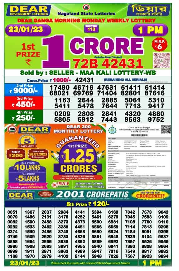 Dear Lottery Results