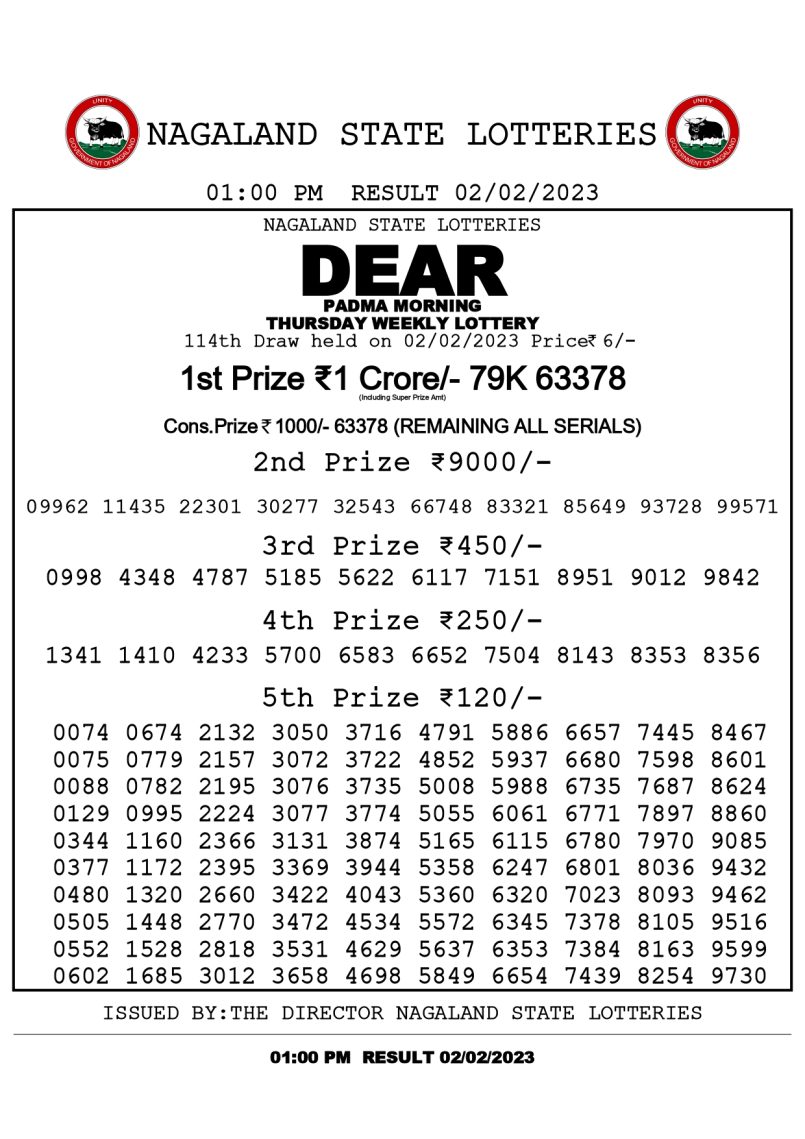 DEAR DAILY LOTTERY