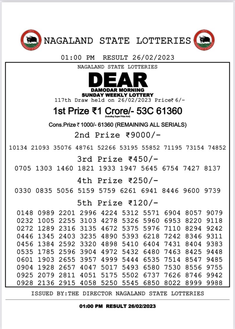 Dear Lottery Results