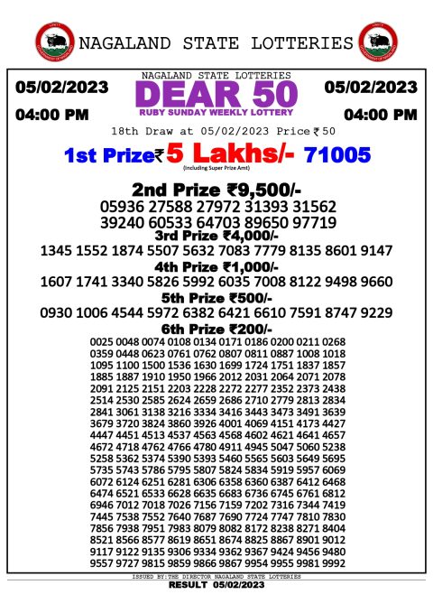 dear daily lottery
