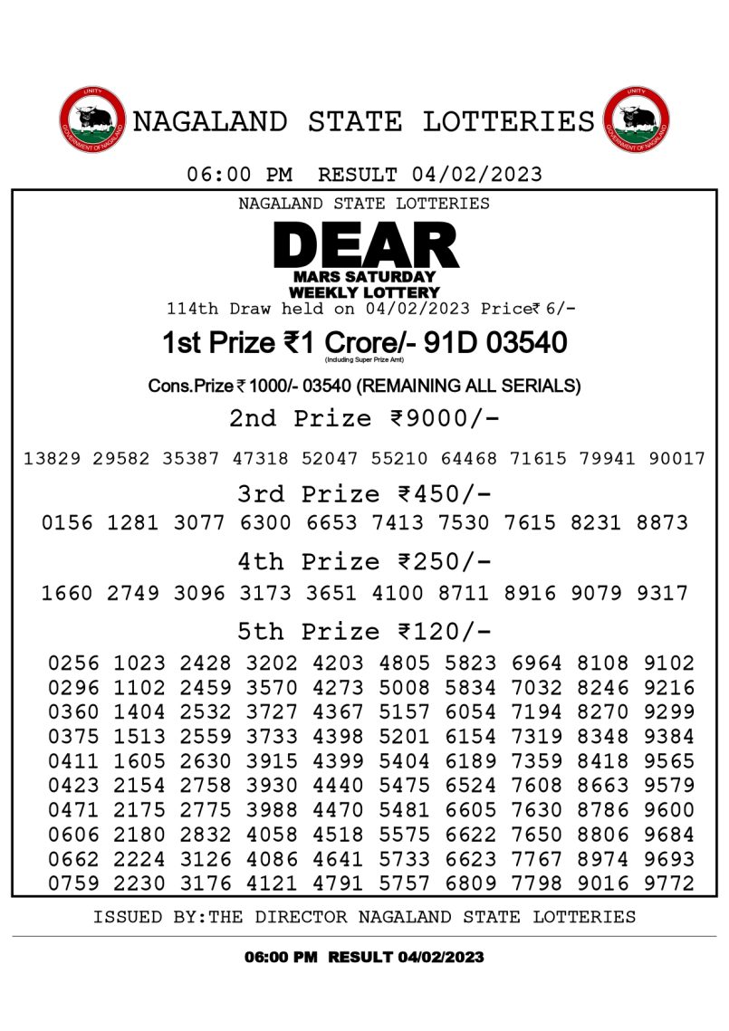 dear daily lottery