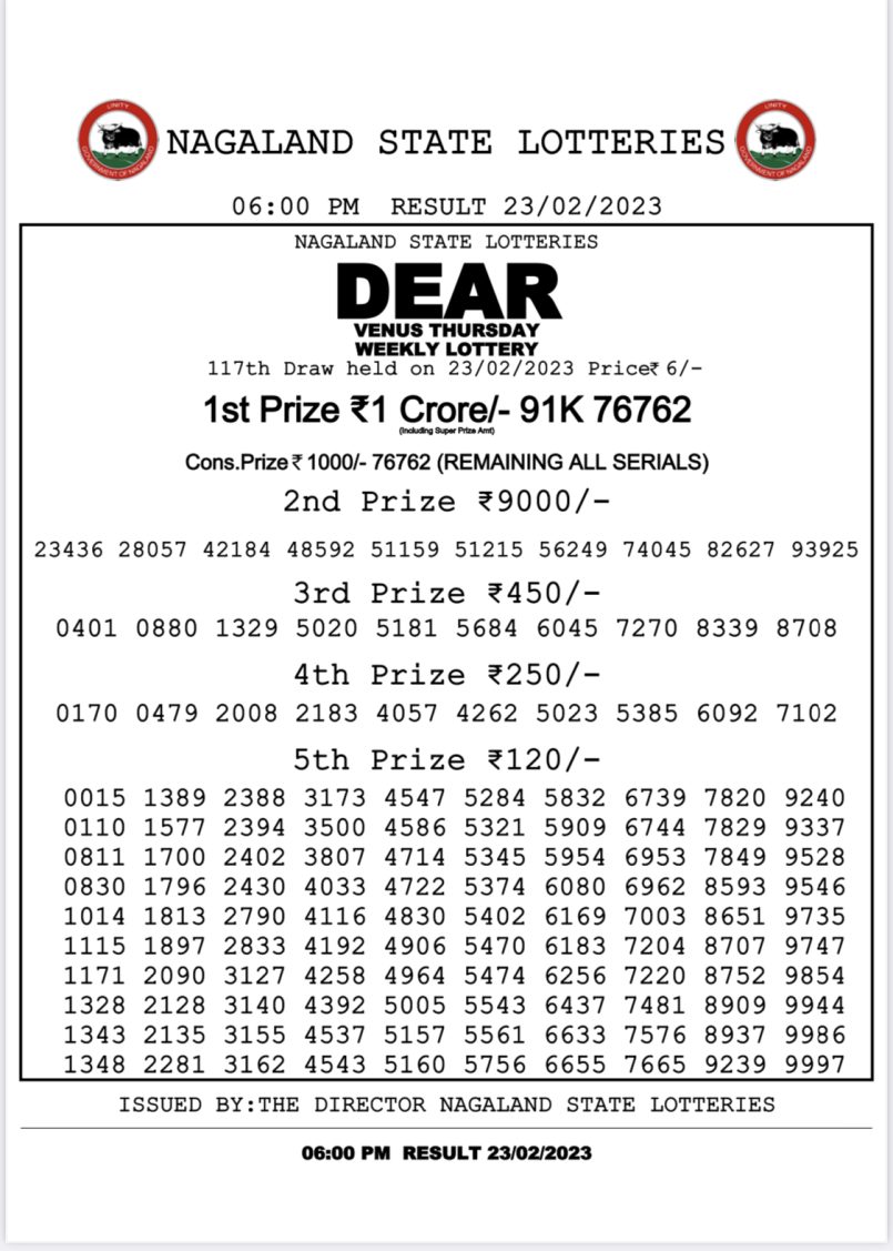Dear Lottery Results