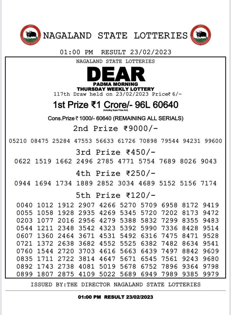 Dear Lottery Results