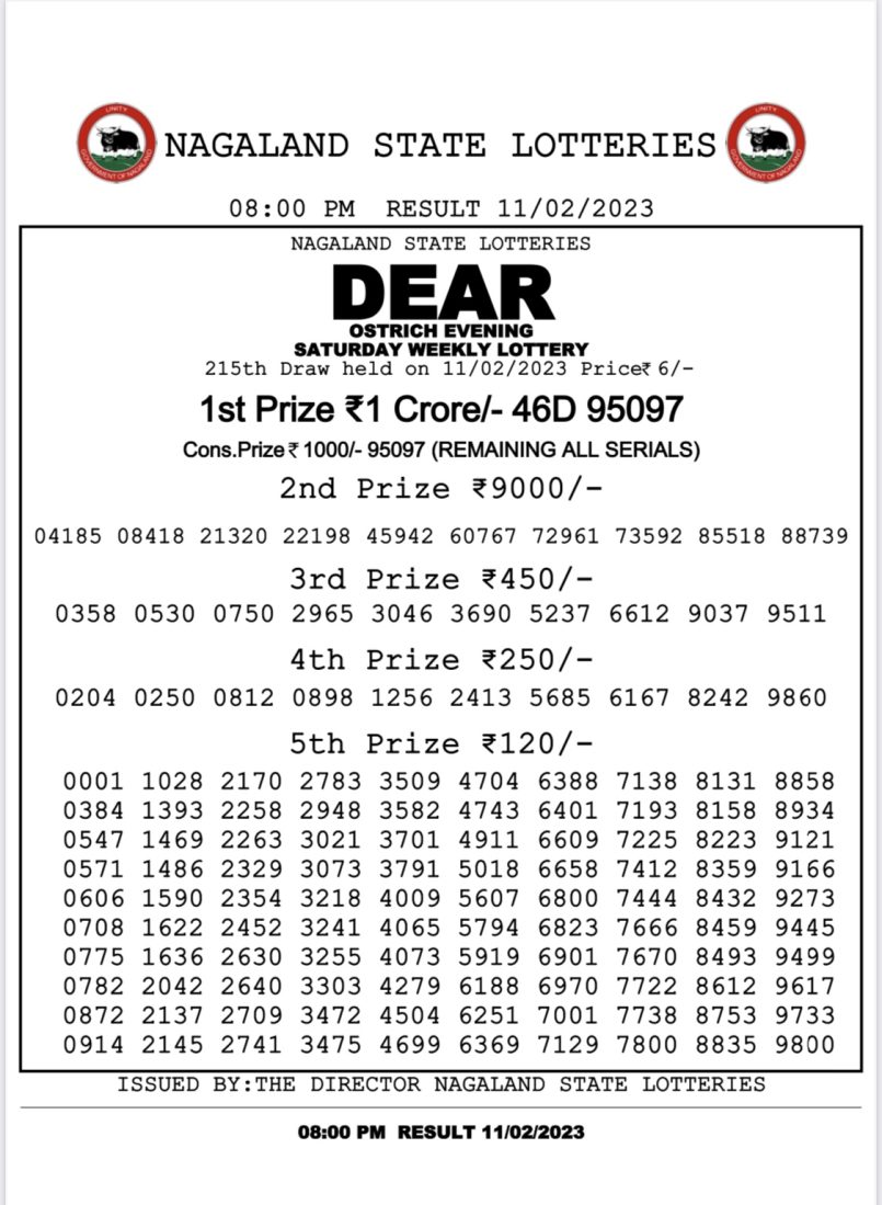 Dear Lottery Results