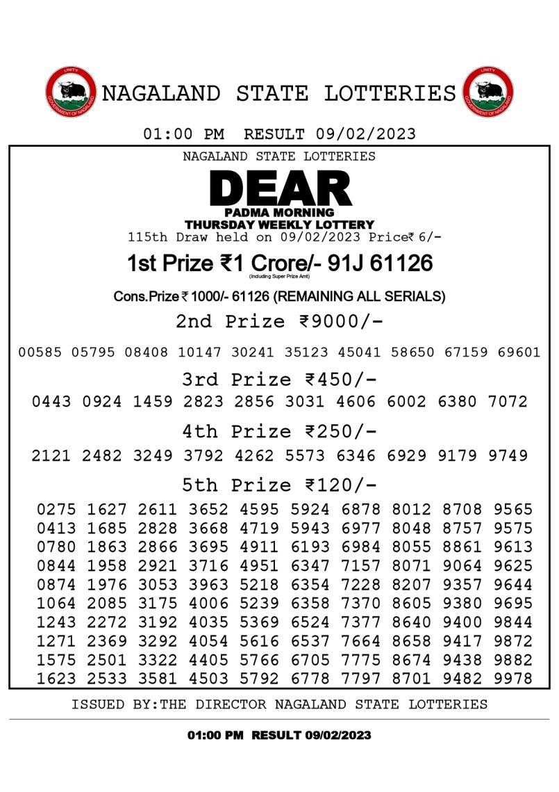 dear daiy lottery