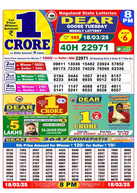 Dear Lottery Results