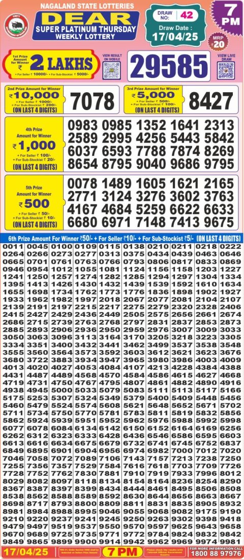 Dear Lottery Results
