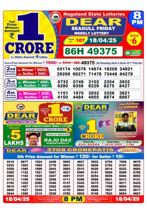 Dear Lottery Results