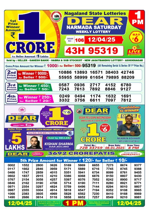 Dear Lottery Results