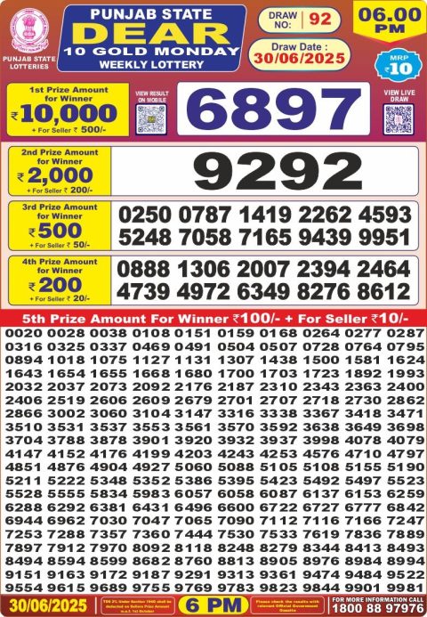 Dear Lottery Results
