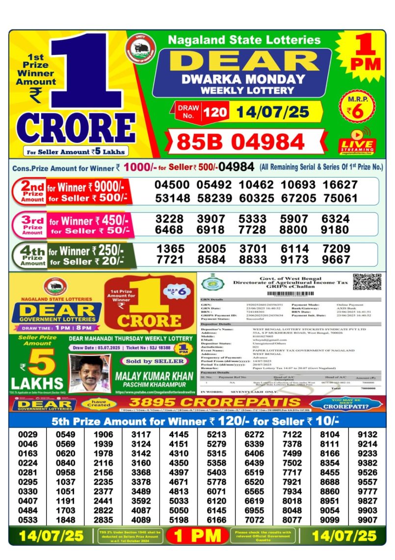 Dear Lottery Results
