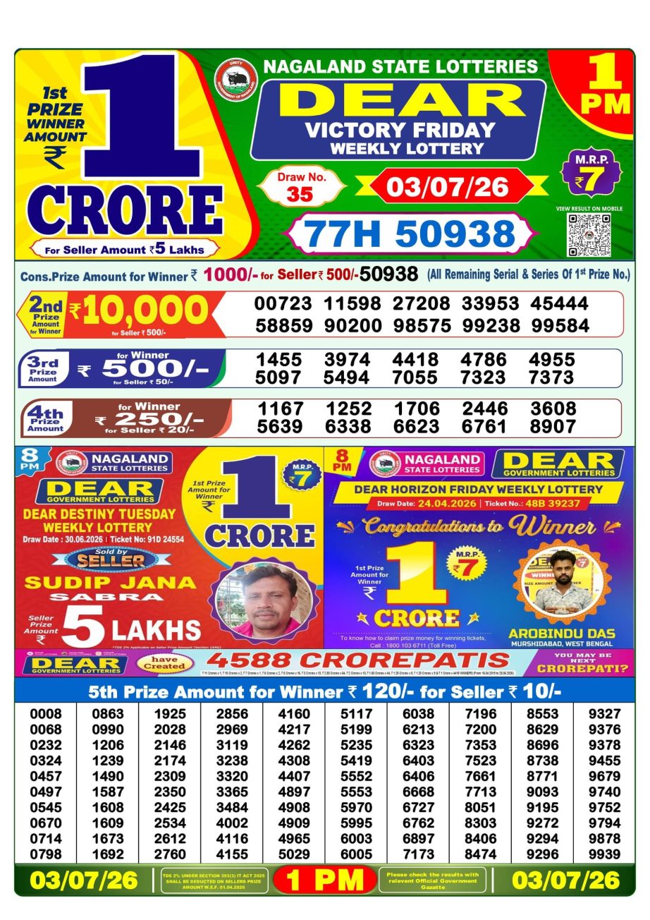Dear Lottery Sambad Morning Result 03 07 26